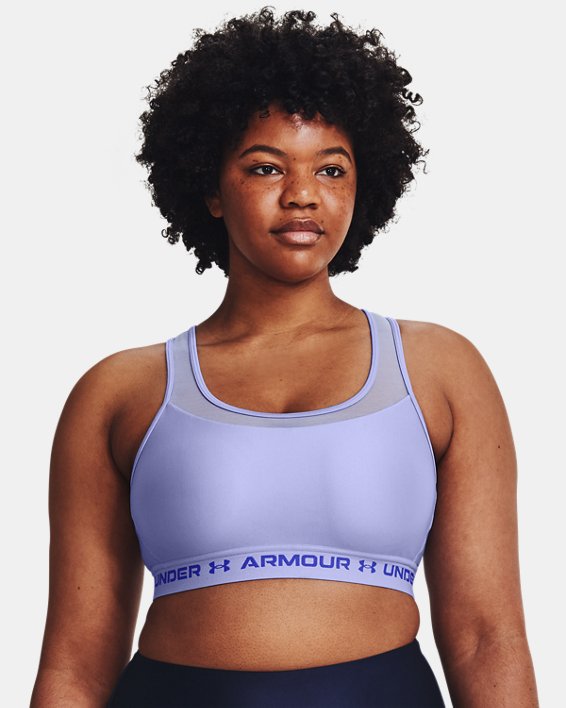 Women's Armour® Mid Crossback MF Sports Bra, Purple, pdpMainDesktop image number 3